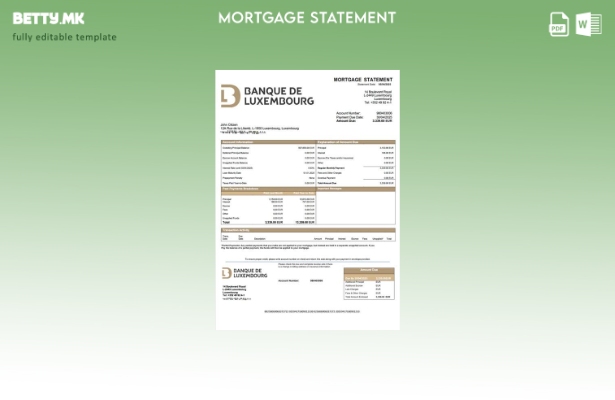 модерен стил Изјава за хипотека во Луксембург Banque de Luxembourg Шаблон за шаб